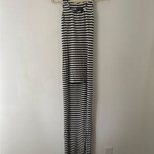 Torn by Ronny Kobo Black and White Striped Hi-Low Dress S